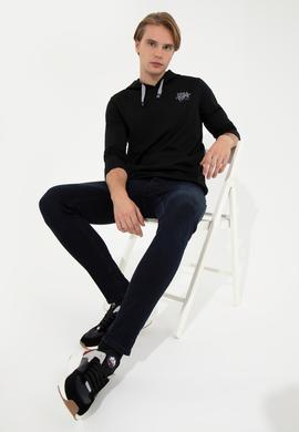 Erkek Siyah Kapüşonlu Basic Sweatshirt - 50257225041