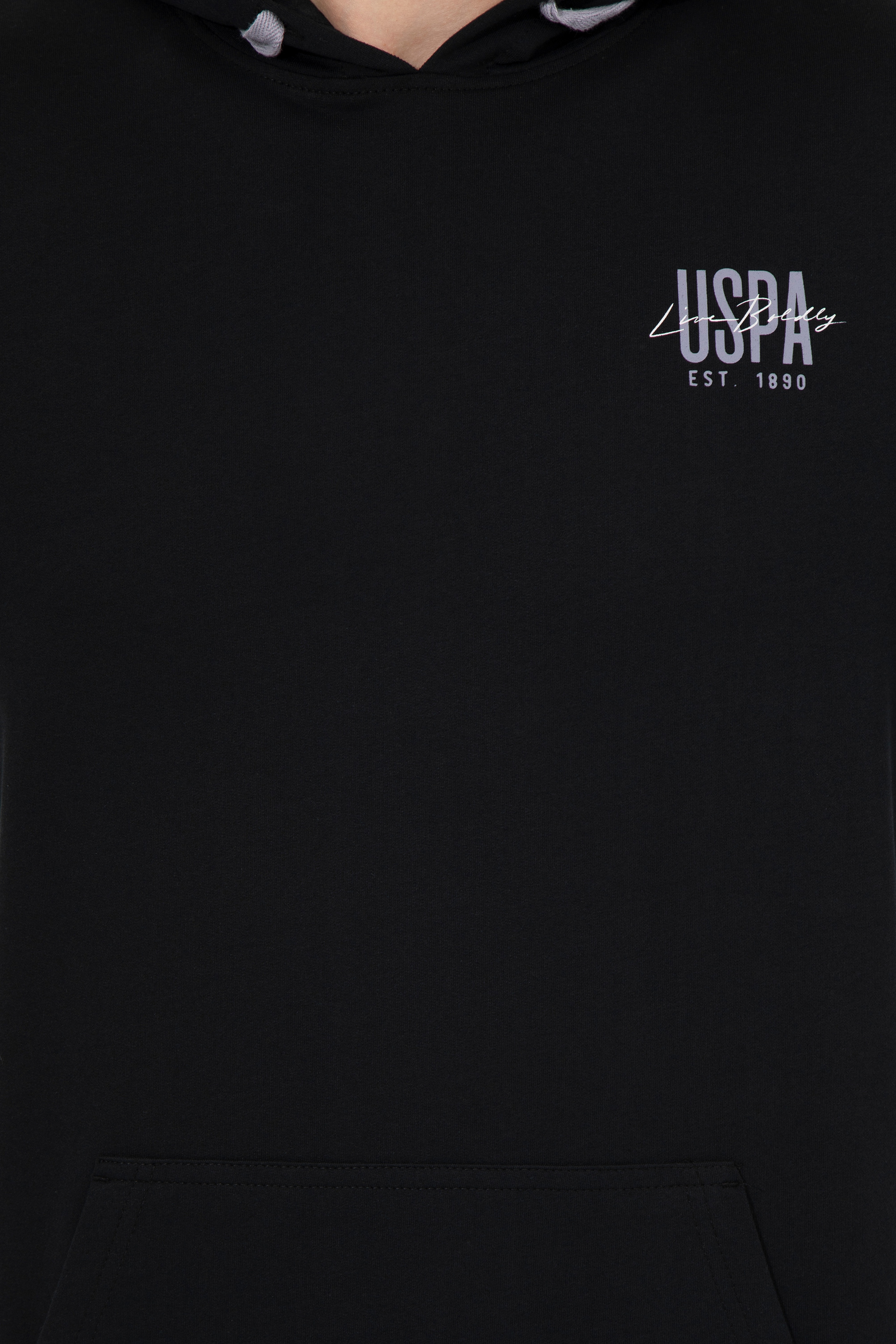 Erkek Siyah Kapüşonlu Basic Sweatshirt