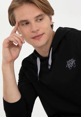 Erkek Siyah Kapüşonlu Basic Sweatshirt - 50257225041