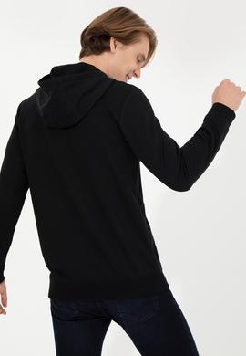 Erkek Siyah Kapüşonlu Basic Sweatshirt - 50257225041