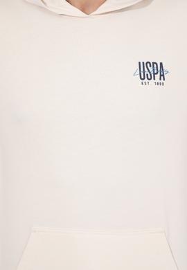 Erkek Ekru Kapüşonlu Basic Sweatshirt - 50257225124