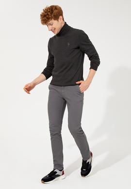 Erkek Antrasit Melanj Balıkçı Yaka Basic Triko Kazak - 50251874044