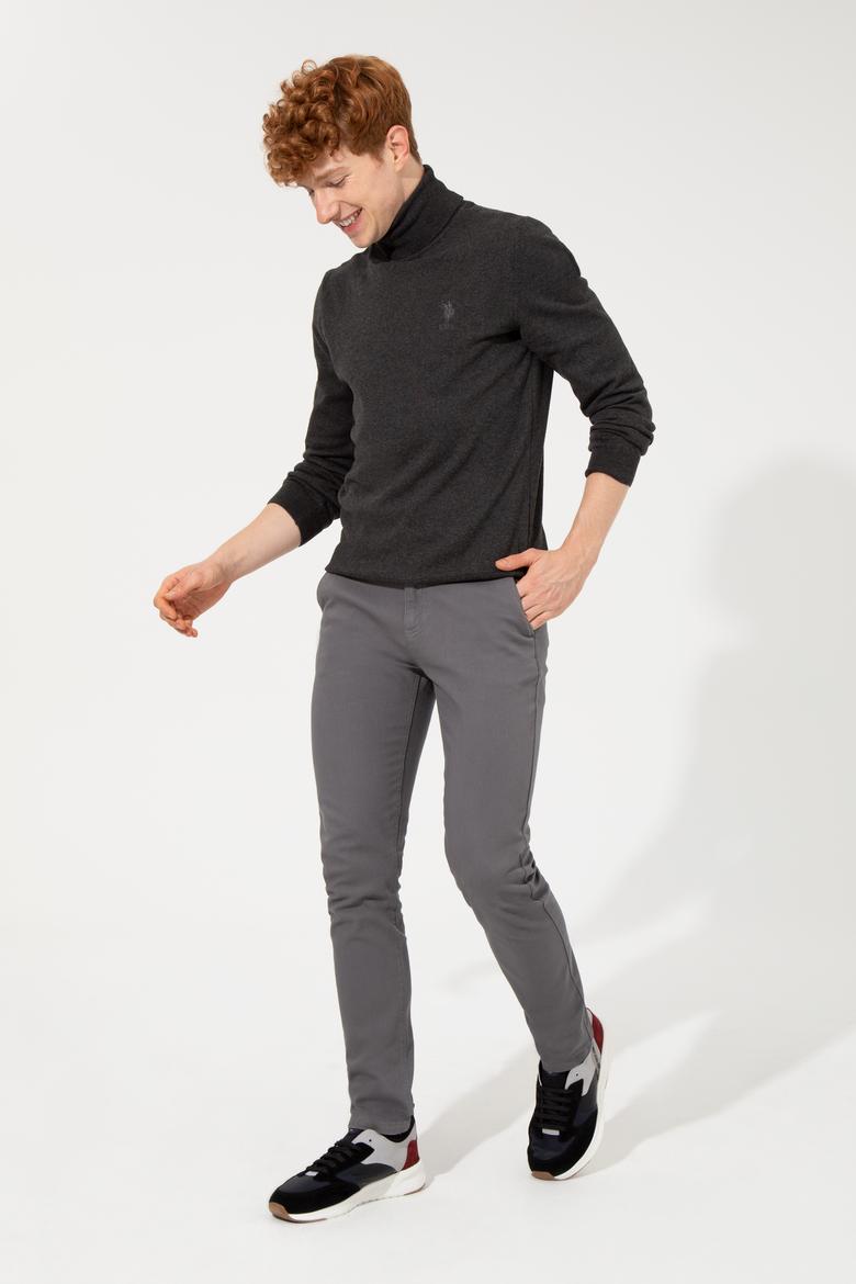 Erkek Antrasit Melanj Balıkçı Yaka Basic Triko Kazak - 50251874044