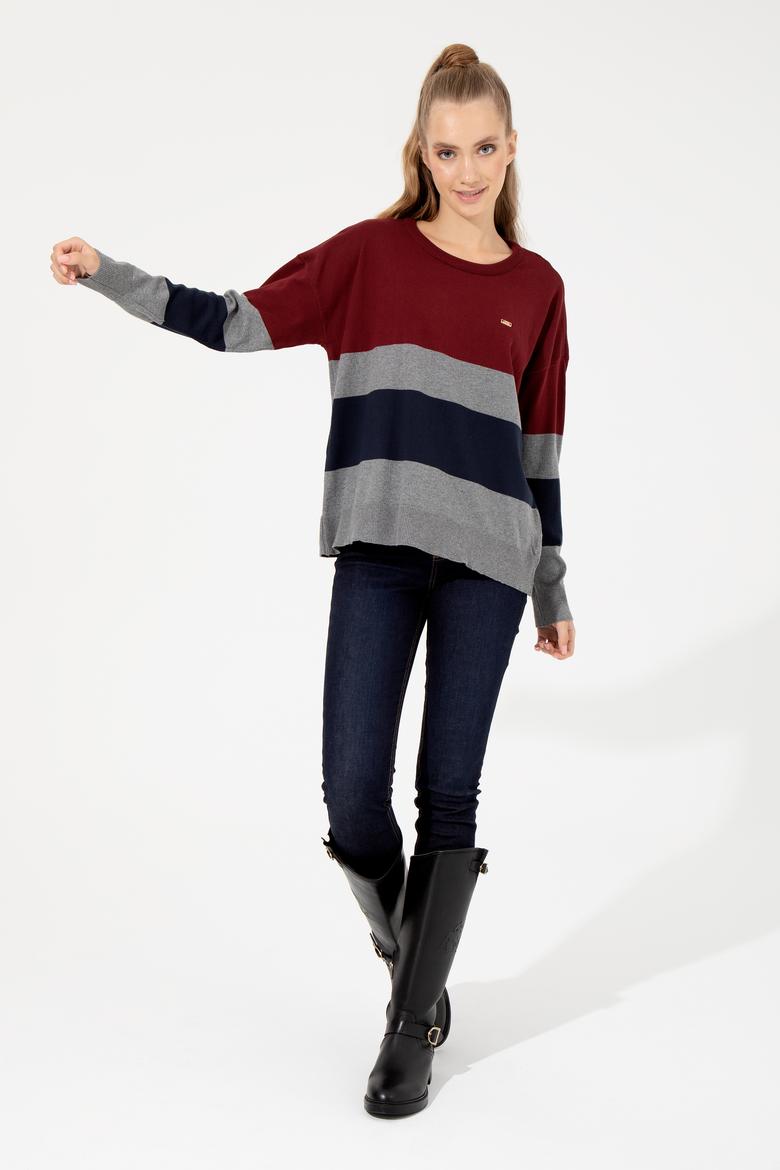 Kadın Vİşne Bisiklet Yaka Kazak