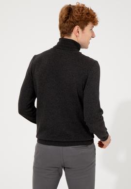 Erkek Antrasit Melanj Balıkçı Yaka Basic Triko Kazak - 50251874044