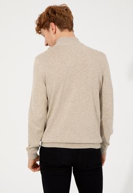 Erkek Taş Melanj Balıkçı Yaka Basic Triko Kazak - 50253449159