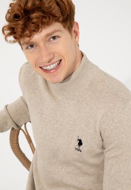 Erkek Taş Melanj Balıkçı Yaka Basic Triko Kazak - 50253449159