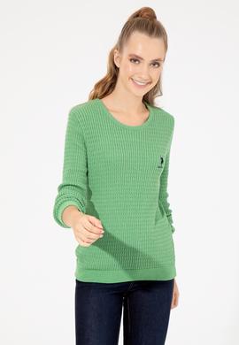 Kadın Mint Melanj Basic Bisiklet Yaka Kazak - 50255658072