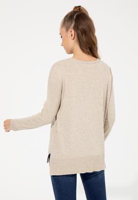 Kadın Taş Melanj  Bisiklet Yaka Basic Kazak - 50251905146