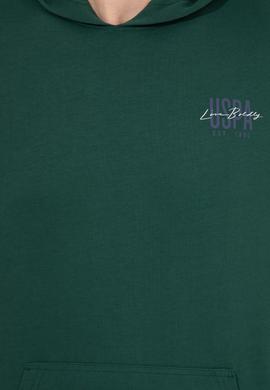 Erkek Yeşil Kapüşonlu Basic Sweatshirt - 50257225021