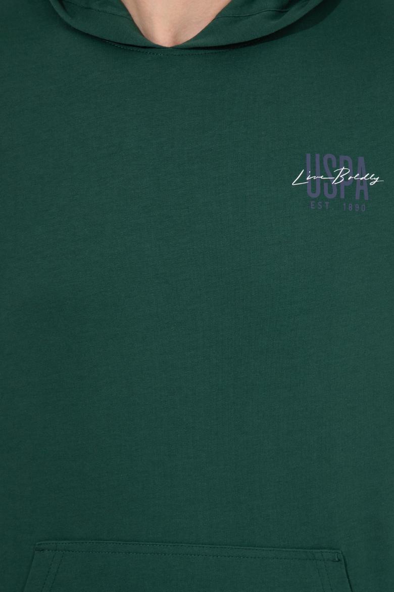 Erkek Yeşil Kapüşonlu Basic Sweatshirt - 50257225021