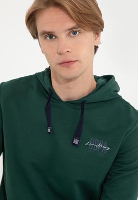 Erkek Yeşil Kapüşonlu Basic Sweatshirt - 50257225021