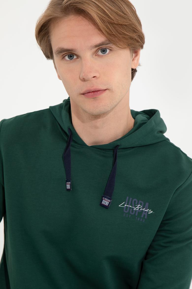 Erkek Yeşil Kapüşonlu Basic Sweatshirt - 50257225021