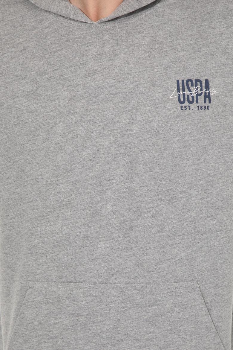 Erkek Gri Melanj Kapüşonlu Basic Sweatshirt - 50257225069