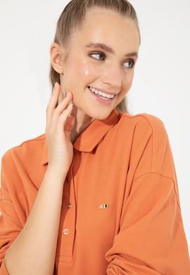 Kadın Kiremit Polo Yaka Sweatshirt - 50260880005