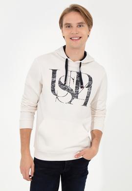 Erkek Ekru Kapüşonlu Sweatshirt - 50257202037