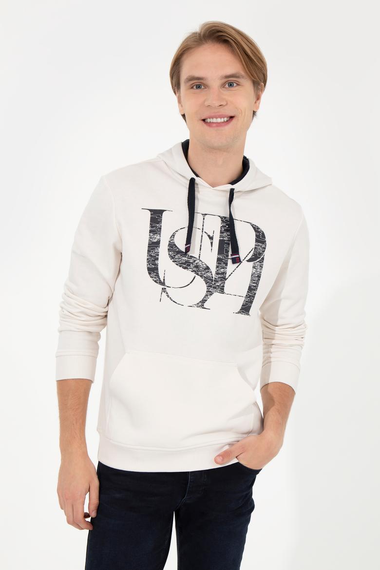 Erkek Ekru Kapüşonlu Sweatshirt - 50257202037