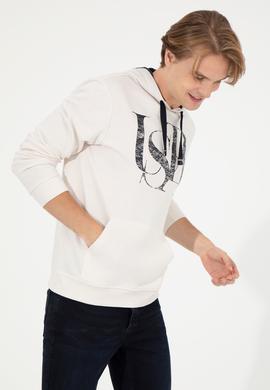 Erkek Ekru Kapüşonlu Sweatshirt - 50257202037