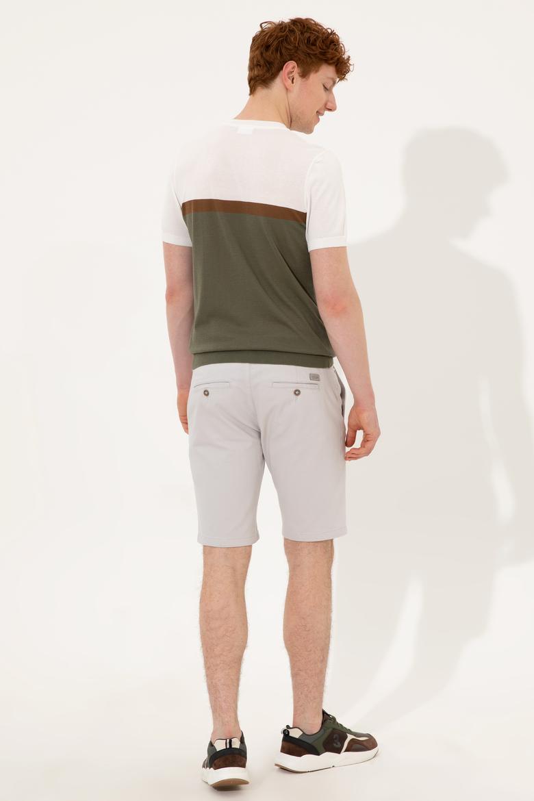 Erkek Açık Gri Dokuma Şort - 50246140068
