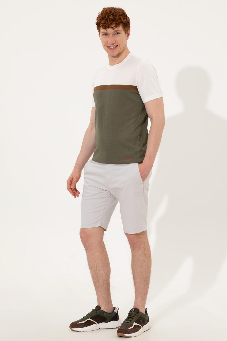 Erkek Açık Gri Dokuma Şort - 50246140068