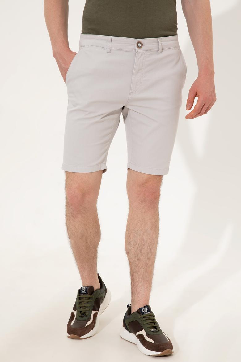 Erkek Açık Gri Dokuma Şort - 50246140068