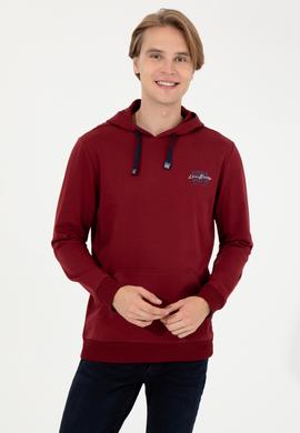 Erkek Vişne Kapüşonlu Basic Sweatshirt - 50257225009