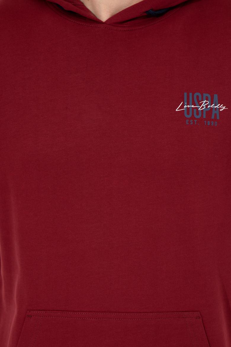 Erkek Vişne Kapüşonlu Basic Sweatshirt - 50257225009