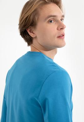 Erkek Kobalt Mavi Basic Sweatshirt - 50257281069