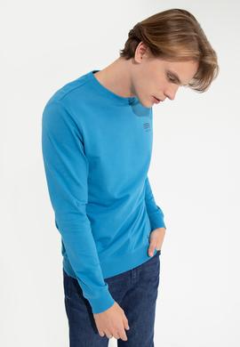 Erkek Kobalt Mavi Basic Sweatshirt - 50257281069