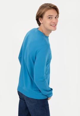Erkek Kobalt Mavi Basic Sweatshirt - 50257281069