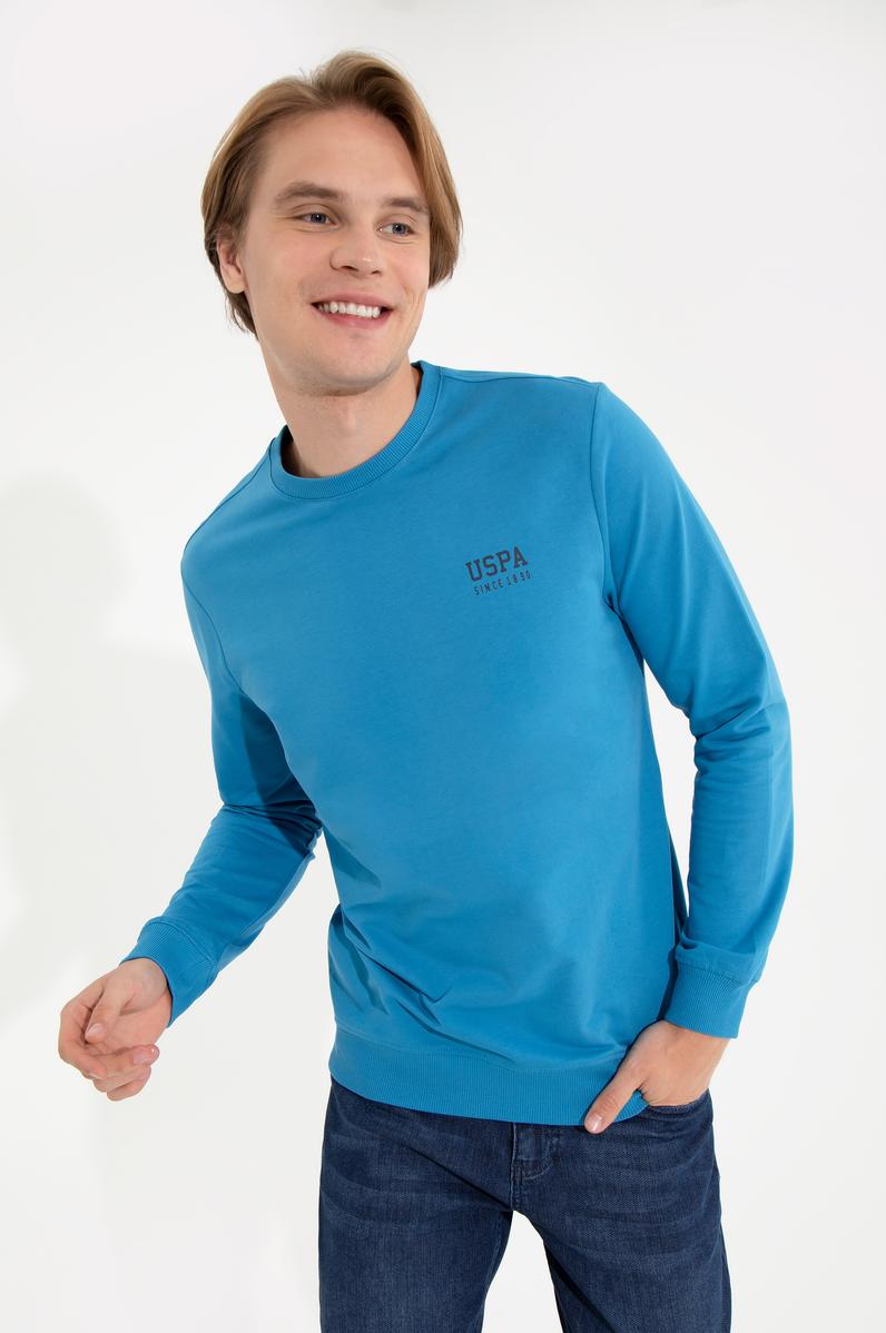 Erkek Kobalt Mavi Basic Sweatshirt