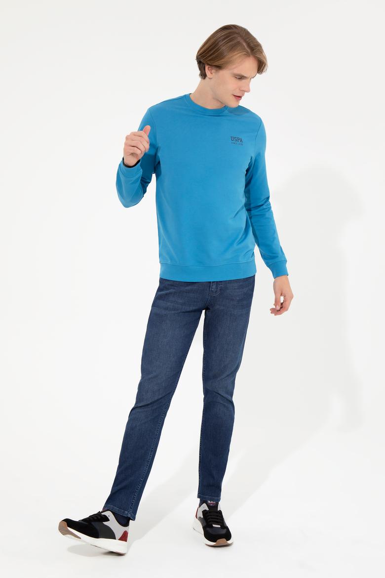 Erkek Kobalt Mavi Basic Sweatshirt - 50257281069