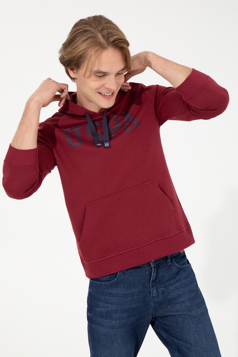 Erkek Vişne Basic Kapüşonlu Sweatshirt - 50257164040