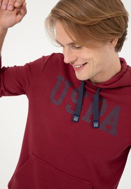 Erkek Vişne Basic Kapüşonlu Sweatshirt - 50257164040