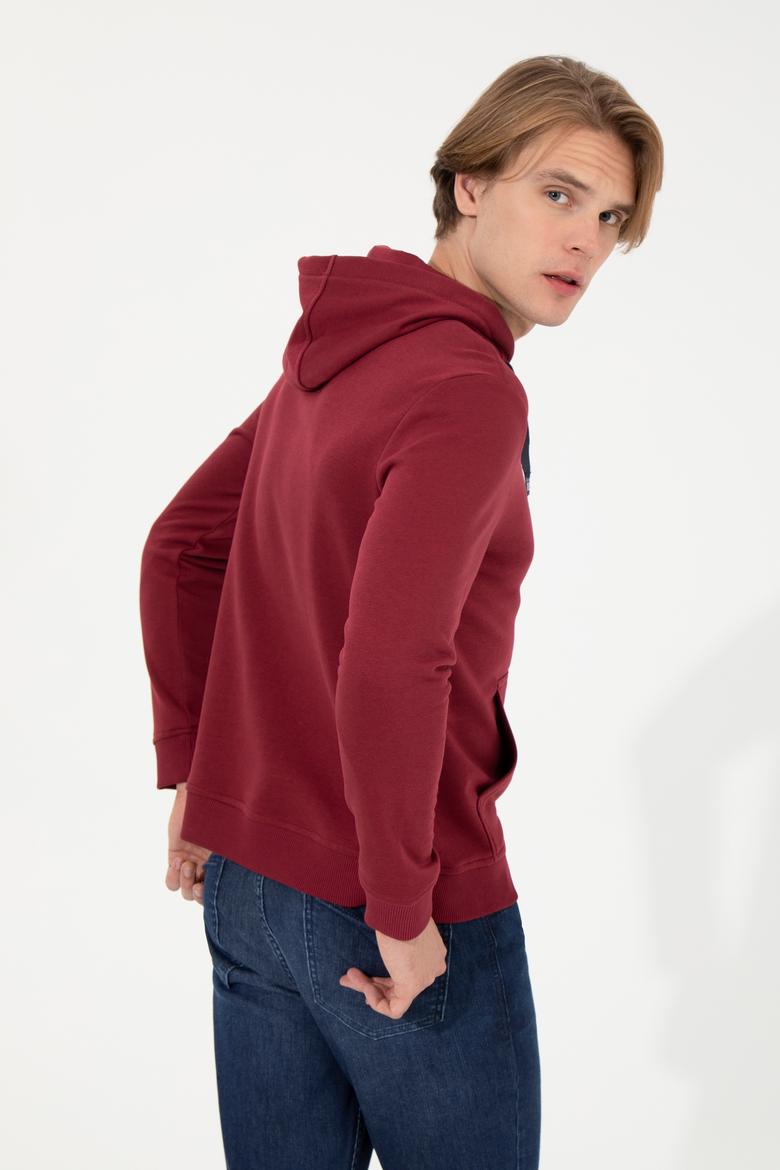 Erkek Vişne Basic Kapüşonlu Sweatshirt - 50257164040