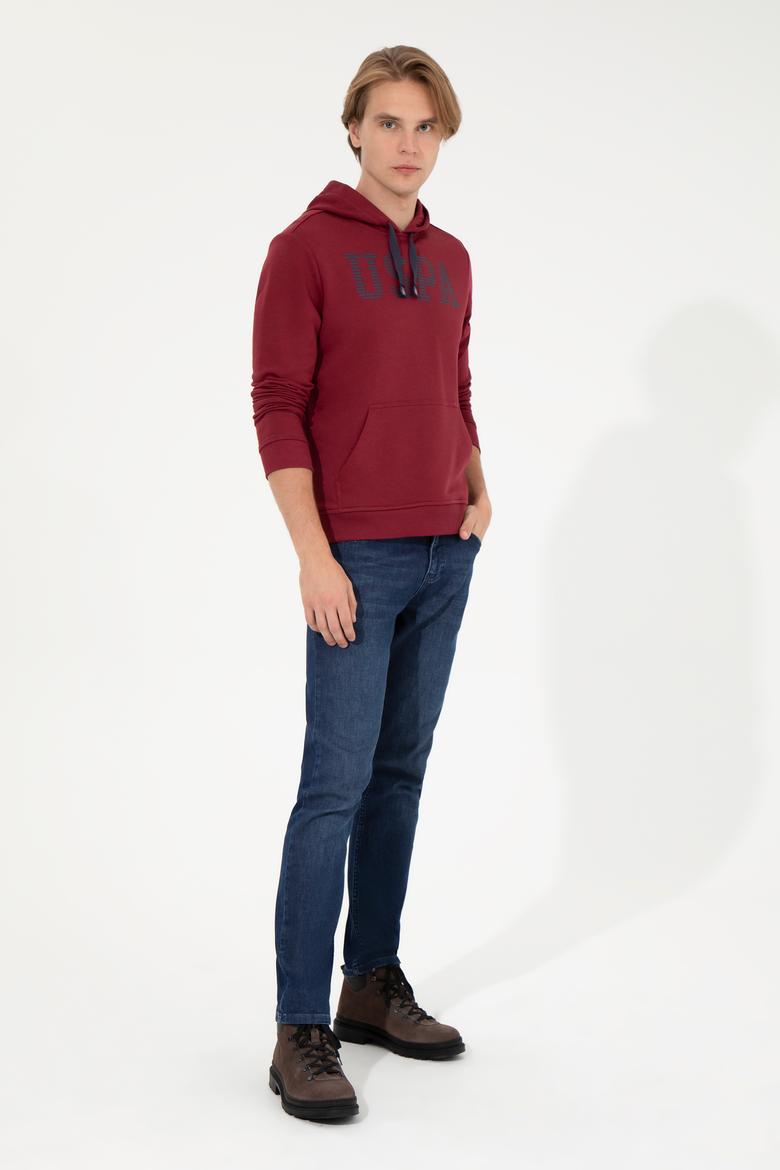 Erkek Vişne Basic Kapüşonlu Sweatshirt - 50257164040