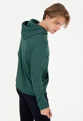 Erkek Yeşil Kapüşonlu Basic Sweatshirt - 50257164050