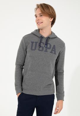 Erkek Antrasit Melanj Kapüşonlu Basic Sweatshirt - 50257164030