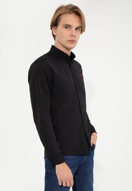 Erkek Siyah Uzun Kollu Basic Gömlek - 50262491017