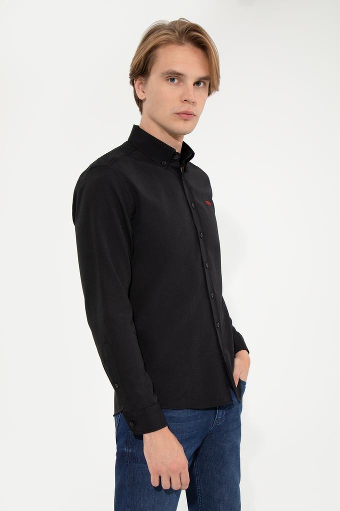 Erkek Siyah Uzun Kollu Basic Gömlek