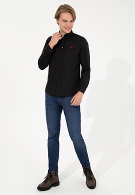 Erkek Siyah Uzun Kollu Basic Gömlek - 50262491017