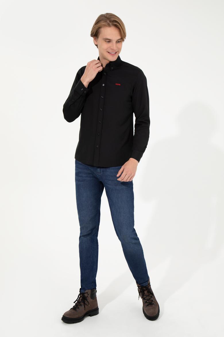 Erkek Siyah Uzun Kollu Basic Gömlek - 50262491017