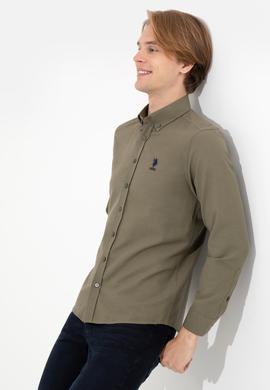 Erkek Haki Uzun Kollu Basic Gömlek - 50262534046