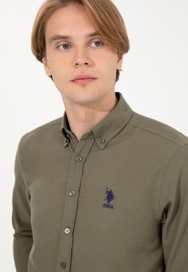 Erkek Haki Uzun Kollu Basic Gömlek - 50262534046