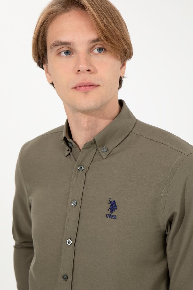 Erkek Haki Uzun Kollu Basic Gömlek - 50262534046