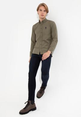 Erkek Haki Uzun Kollu Basic Gömlek - 50262534046