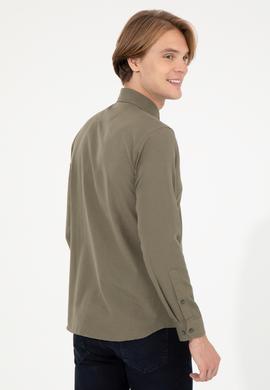 Erkek Haki Uzun Kollu Basic Gömlek - 50262534046