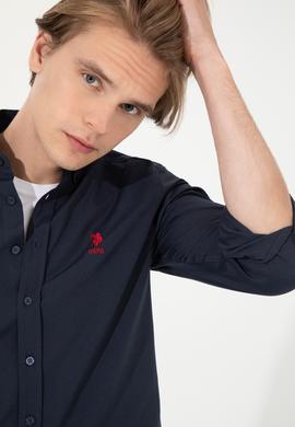 Erkek Lacivert Uzun Kollu Basic Gömlek - 50262534016