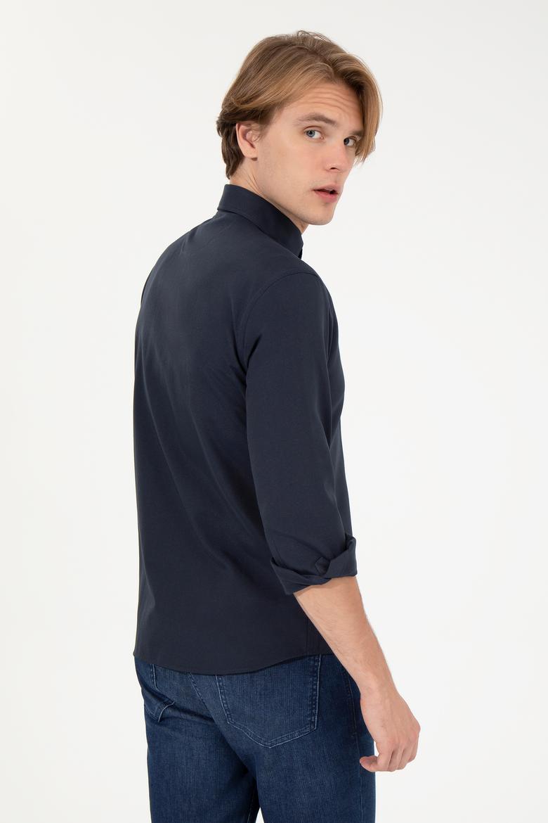 Erkek Lacivert Uzun Kollu Basic Gömlek - 50262534016