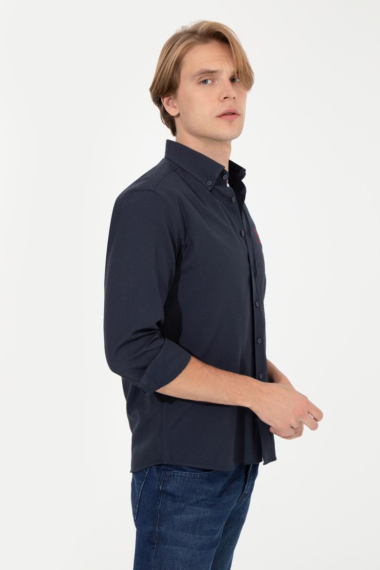 Erkek Lacivert Uzun Kollu Basic Gömlek - 50262534016